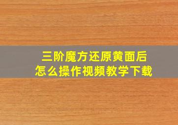 三阶魔方还原黄面后怎么操作视频教学下载