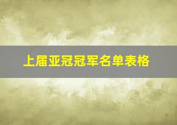 上届亚冠冠军名单表格