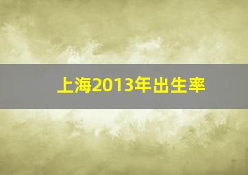 上海2013年出生率