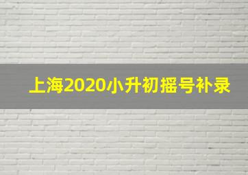 上海2020小升初摇号补录