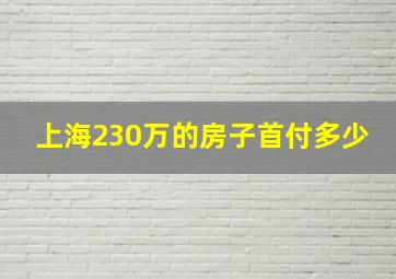 上海230万的房子首付多少