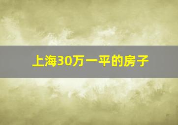 上海30万一平的房子