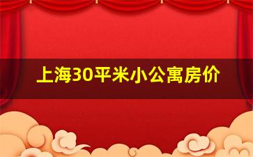 上海30平米小公寓房价