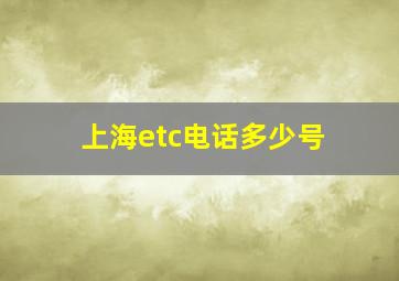 上海etc电话多少号