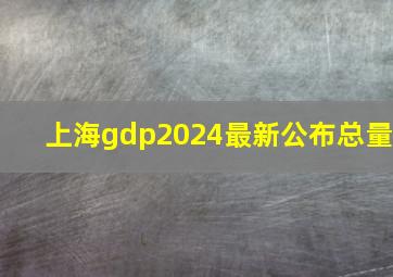 上海gdp2024最新公布总量