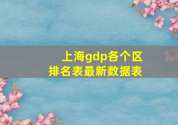 上海gdp各个区排名表最新数据表