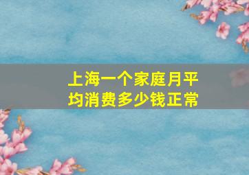 上海一个家庭月平均消费多少钱正常