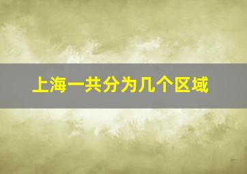 上海一共分为几个区域