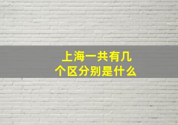 上海一共有几个区分别是什么