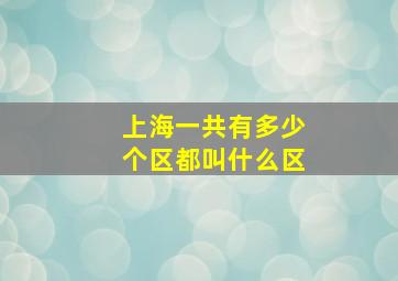 上海一共有多少个区都叫什么区