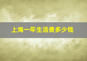 上海一年生活费多少钱