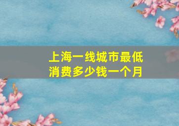 上海一线城市最低消费多少钱一个月