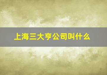 上海三大亨公司叫什么