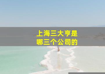 上海三大亨是哪三个公司的