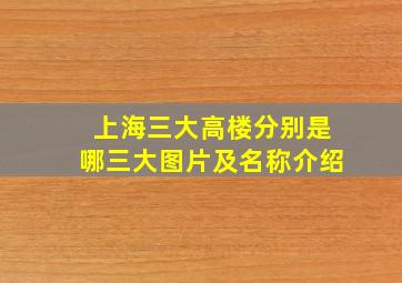 上海三大高楼分别是哪三大图片及名称介绍