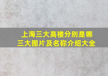 上海三大高楼分别是哪三大图片及名称介绍大全