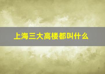 上海三大高楼都叫什么