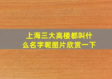 上海三大高楼都叫什么名字呢图片欣赏一下