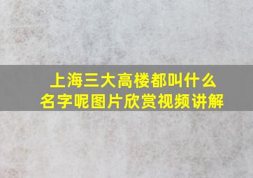 上海三大高楼都叫什么名字呢图片欣赏视频讲解