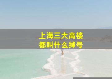 上海三大高楼都叫什么绰号