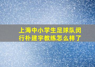 上海中小学生足球队闵行朴建宇教练怎么样了