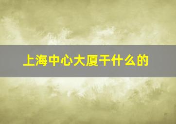 上海中心大厦干什么的