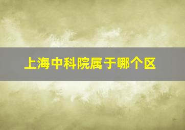 上海中科院属于哪个区