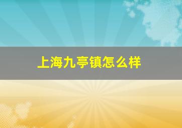 上海九亭镇怎么样