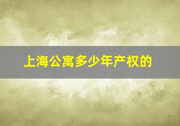 上海公寓多少年产权的