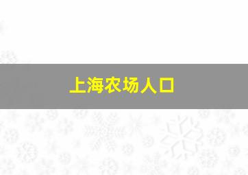 上海农场人口