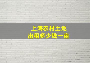 上海农村土地出租多少钱一亩