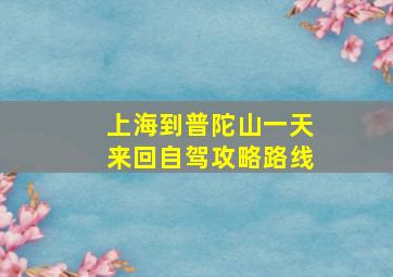 上海到普陀山一天来回自驾攻略路线