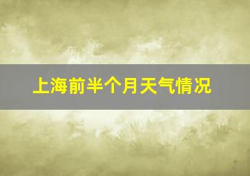 上海前半个月天气情况