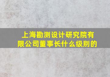 上海勘测设计研究院有限公司董事长什么级别的