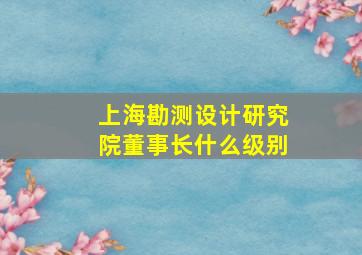 上海勘测设计研究院董事长什么级别