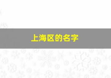 上海区的名字