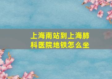 上海南站到上海肺科医院地铁怎么坐