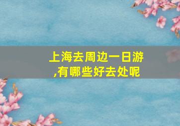 上海去周边一日游,有哪些好去处呢