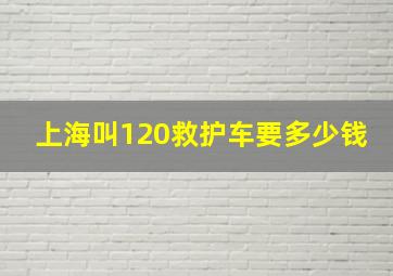 上海叫120救护车要多少钱