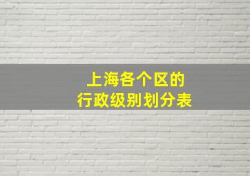 上海各个区的行政级别划分表