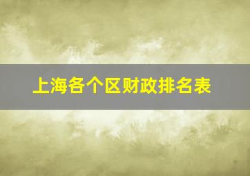 上海各个区财政排名表