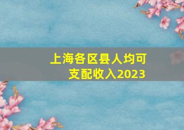 上海各区县人均可支配收入2023