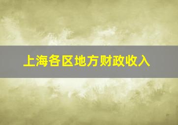 上海各区地方财政收入