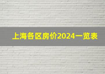 上海各区房价2024一览表