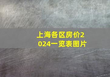 上海各区房价2024一览表图片