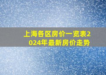 上海各区房价一览表2024年最新房价走势