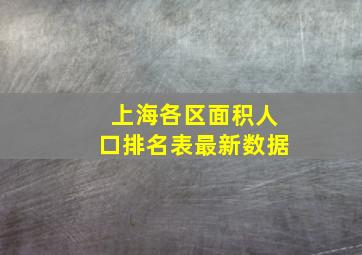 上海各区面积人口排名表最新数据