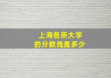 上海各所大学的分数线是多少