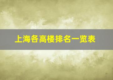 上海各高楼排名一览表