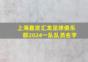 上海嘉定汇龙足球俱乐部2024一队队员名字